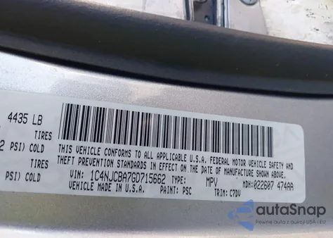 2016 Jeep Compass Sport z USA, uszkodzony, nr VIN 1C4NJCBA7GD715662